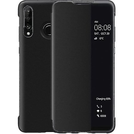Huawei P30 Lite Cover, Smart View Læder Flip Cover, [Strømbesparende tilstand][Fuld beskyttelse](p30lite,bla