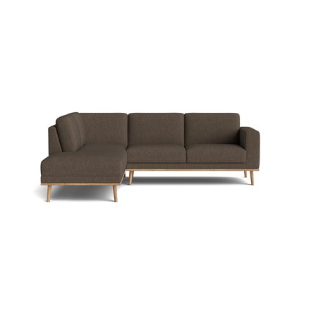 Norse hjørnesofa, venstrevendt - Alpine Brun - 250x206x87 - Sofa, hjørnesofa - Komfortabel PU Skum, Nozag Fjedre, Massiv Eg, Brun