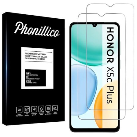 Karkaistu lasi Honor X5c Plus [Pakkaus 2] Näytönsuojakalvo Phonillico