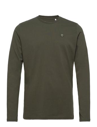 Badge Long Sleeve - Gots/Vegan T-shirts Long-sleeved Svart Knowledge Cotton Apparel