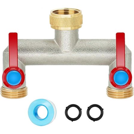3/4" Messing Havevandslange Splitter med 2-vejs Hane Tilslutning, Forlænget Håndtag SRU