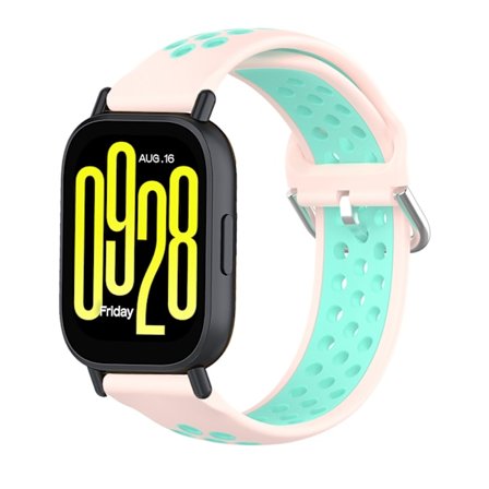 Armband för Xiaomi Redmi Watch 5 Active/watch 5 Lite 22mm Tvåfärgat Andningsbart silikonarmband (rosa grön)