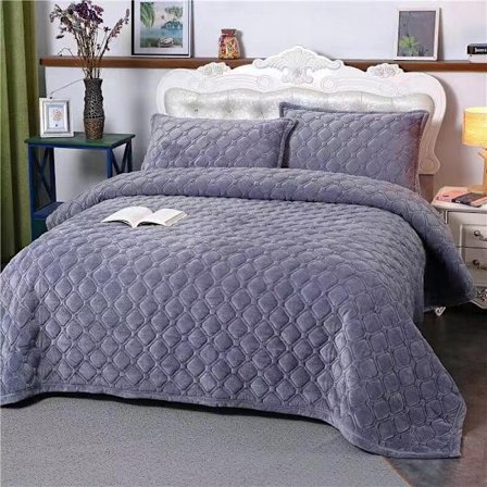 Pehmeä mukavuuspeitto Kolmiosainen kristalli samettisänky puhtaan värin lämpimänä Säilyttää flanelli paksunnettu sametti talvi Hazy harmaa