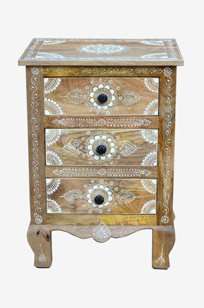 Loft24 - Nattduksbord med 3 lådor Sharma - Brun - Sängbord - Från Homeroom