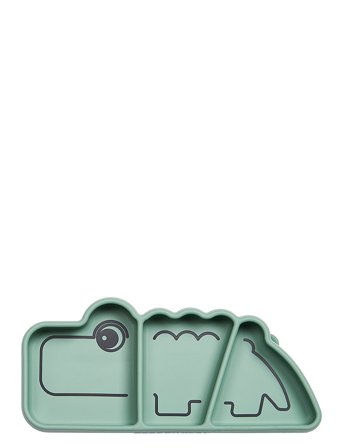 Done by Deer Silicone Stick&Stay Snack Plate Croco Green - Green - ONE SIZE