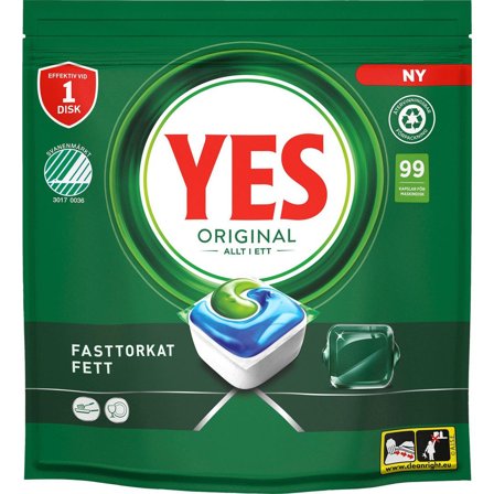 YES Maskindisk Original tabletter storpack 99/fp - Lyreco - Städ och hygien - Diskrengöring - Maskindiskmedel