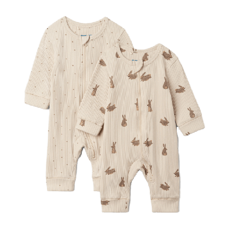 RIKIKI Ribbstickad pyjamas med dragkedja LUCY, 2-pack Sovplagg Grå 62