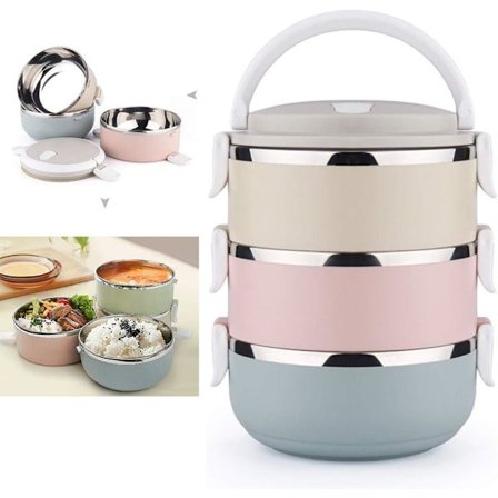 2.1L Stackable Stainless Steel Lunch Box with 3 Layers