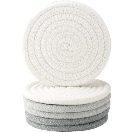 Drikkebrikker, Vintage Vevde Brikker For Bordbeskyttelse, Absorberende Brikke Sett, Håndvevd Stoffbrikker Varmebestandig (Mørk Grå, Lys Grå,