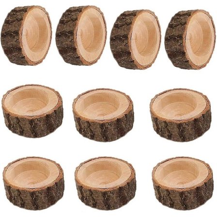 Ljusstakar i trä för värmeljus, rustika ljusstakar i trä för bröllopsdekorationer på bord, Halloween julfest Alla hjärtans dag Ho