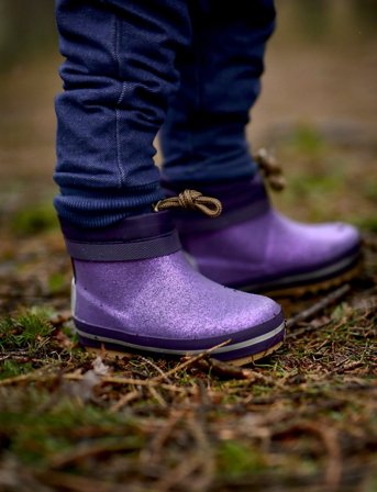 mikk-line Short Winter Wellies - Glitter - Purple - 21-13.8CM