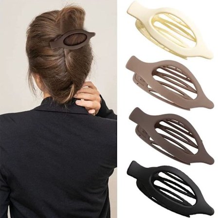 4 stk flate hårspenner for kvinner, buet design, hårspenner for å ligge, kjøre - sterkt grep hårspenner for tynt, tykt hår