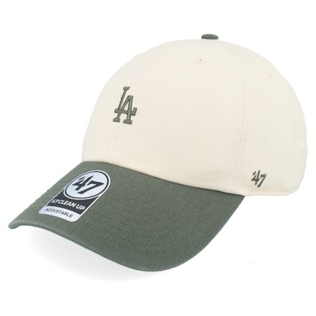 47 Brand - Los Angeles Dodgers Base Runner Tt Clean Up Natural/Olive Dad Cap Unconstructed Beige Cap - MLB @ Hatstore
