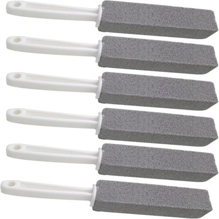 Pimpstein for toalettrengjøring med håndtak, pimpsteinpinne for fjerning av harde vannringer, 6-pakning