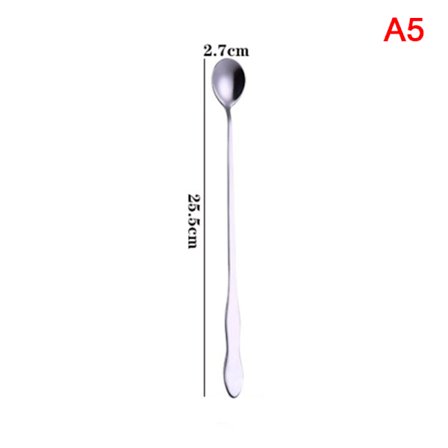 1 stk kreativ kaffeskje i rustfritt stål med langt håndtak omrøring