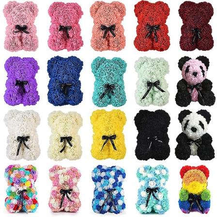 DIY 25 cm Teddy Rose Bear Kunstig Blomst Bear Rose Valentinsdag For Kjæreste Kvinner Kone Morsdag Julegaver Med Boks Svart black