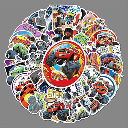 50 stk./sæt Anime Blaze Monster Machines Fire Cyclone Kampvogn Vandafvisende Graffiti Klistermærker Tegneserie Børn Drenge Legetøjsgave