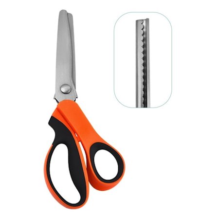 RY-Rostfria sicksack-saxar med komfortgrepp, professionella tygsaxar, hantverkssaxar, sysaxar (tandade, orange)