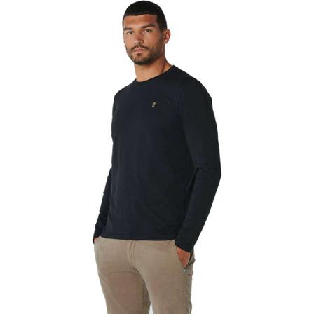 No Excess, T-shirt long sleeve crewneck solid ink Blauw, Heren, Maat:S