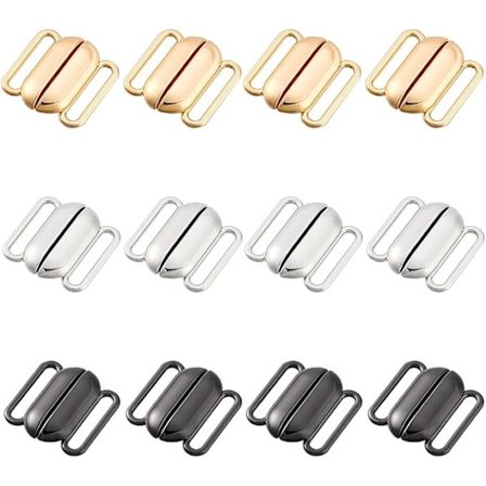 12 sæt 3 farver bh-lukninger, frontlukning, bikini-lukning, kliklukning, bikini-hægter, beklædningslukninger, bh-spænder til syning af lingeri og 