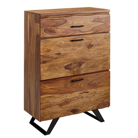 Rootz lipasto 80x120x41,5 cm massiivi sheesham puuta - metallinen eteinen lipasto - Senkki Highboard puun reunalla - Lipastokaappi puinen moderni - Se