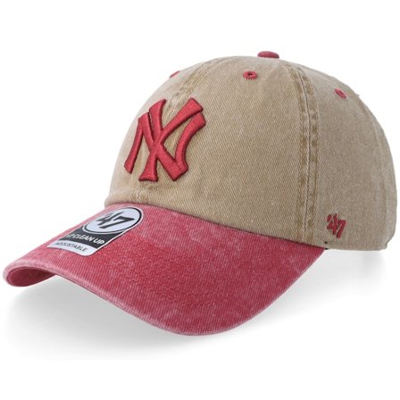 47 Brand - MLB Beige unconstructed Caps - New York Yankees Eldin Clean Up Khaki/Red Dad Cap @ Hatstore