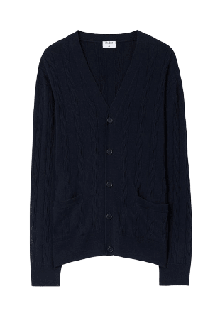 Filippa K Braided Cotton Merino Cardigan Tröjor Herr Blå XL