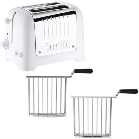 Dualit Lite Brødrister 2 Skiver High Gloss Hvit + Toast-rist - Kjøp kjøkkenmaskin hos Bakeren og Kokken