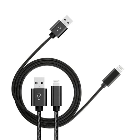 3-pack 3m Laddare för iPhone / Apple - Snabbladdning - Flätad Svart