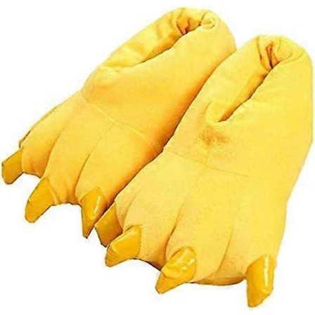 Unisex Plysch Djurtass Tofflor, Luddiga Varma Hustomtar, Dinosaurieklo Tofflor, Mysiga Pälsiga Tofflor för Män Kvinnor & Barn-lingling} Gul