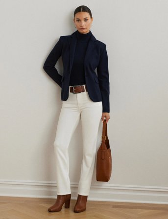 Lauren Ralph Lauren Cotton-Blend Sweater Blazer - Navy - S