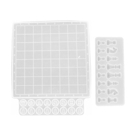 2 stk. skakbræt og skakbrikker harpiksform sæt silikone epoxy støbeform