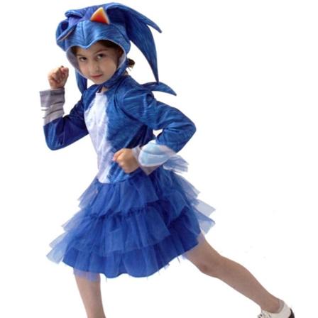 Sonic The Hedgehog Cosplay -asuvaatteet lapsille, pojille, tytöille - haalari + naamio + hanskat 10-14 vuotta = EU 140-164 - Perfet Klänning+huva 6-7 