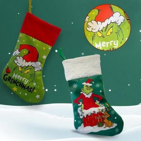 Vihreät sukat joululahjapussit Sarjakuva Joulupukin joulukuusen riipus green socks 35x20cm