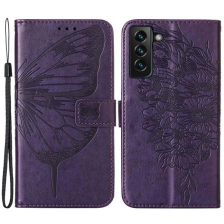 Samsung Galaxy S23 Plus Fodral Fjäril Mörk Lila