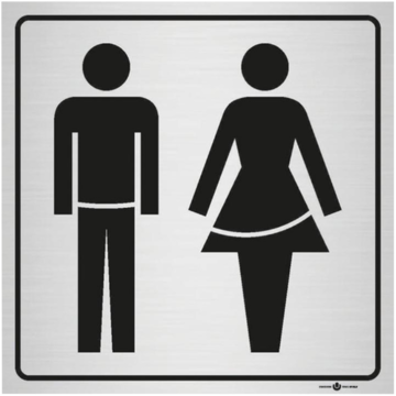 Skylt Toalett Herr/Dam 140x140mm