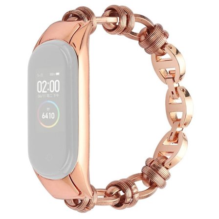 Xiaomi Mi Smart Band 6 / 5 klockarmband med tråddesign - Roséguld