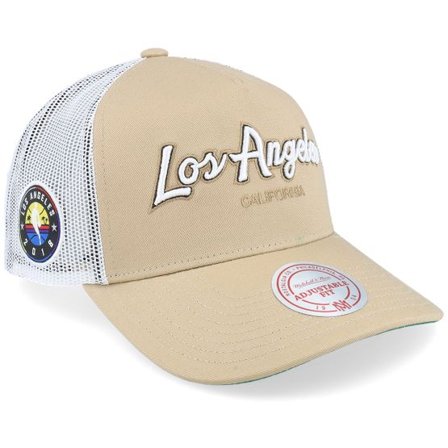 Mitchell & Ness - NBA Beige trucker Keps - Los Angeles Lakers Sand/White Trucker @ Hatstore