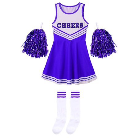 Børnepige Cheerleading Kostumer Uniform Uden Ærmer Bogstav Print Dans Cosplay Rollespil Kjole Med Strømper Til Sceneoptræden -a