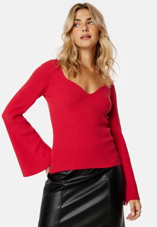 BUBBLEROOM-Knitted L/S Slit Top-M