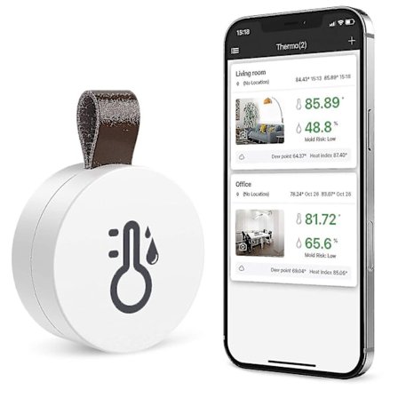 Trådlös termometer hygrometer, Oria Mini Bluetooth 5.0 fuktighet temperatur sensor med dataexport och larm