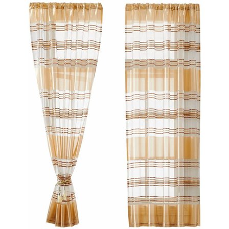 Moderni yksinkertainen vaakasuora raidallinen hopeanharso-ovi-ikkunaverhopaneeli - kahvinvärinen