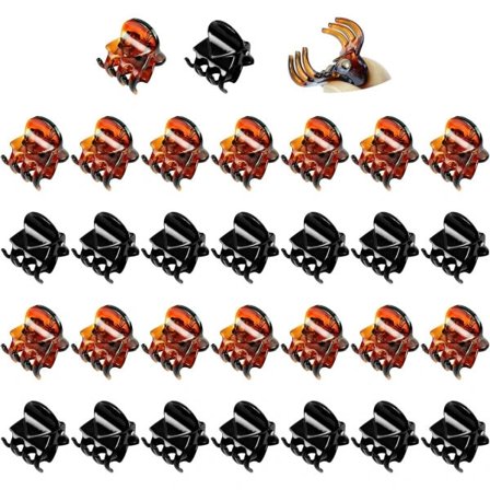 RYI-30 st Mini Hårklämmor, Små Hårklämmor, Mini Klor Hårklämmor, Små Hårklämmor för Kvinnor, Halkfria Hårklämmor för Flickors Hår Svart och Brun