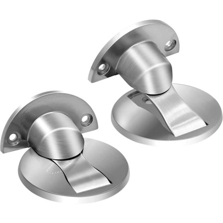 Magnetiske dørholdere, 2-pakning rustfritt stål gulv magnetiske dørholdere selvklebende børstet nikkel usynlig kraftig sølv magnetiske dørholdere
