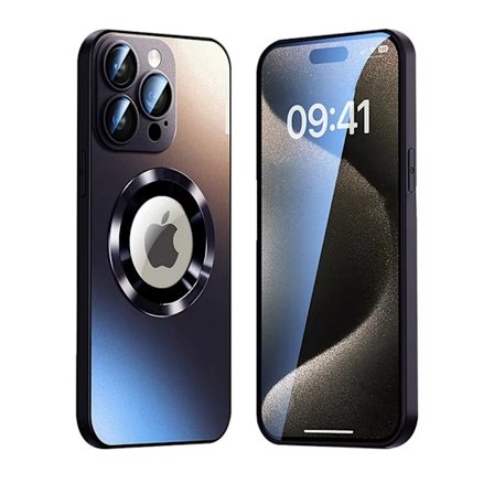 Magnetic Cover iPhone 16 Pro Max med linsskydd och logotypvy - Svart