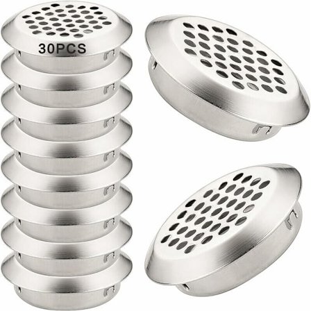 Rund ventilasjonsgitter i rustfritt stål 30 stk. Luftegitter 35mm Ventilasjonsgitter i rustfritt stål for kjøkkenmøbler