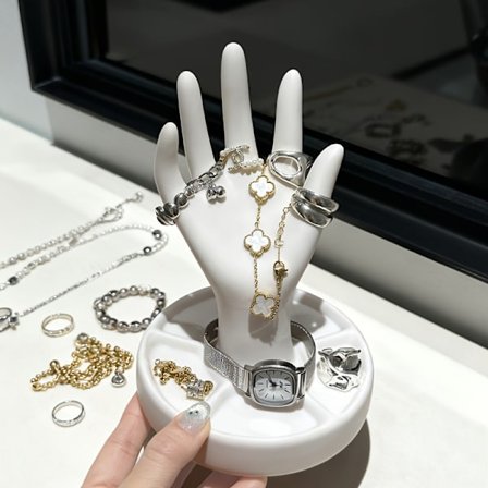 Handformad smyckesdisplay med elegant & konformad finger, perfekt för ringar, armband, örhängen, idealisk present till jul, alla hjärtans dag......