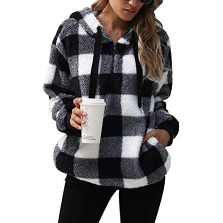 Damer Med Fickor Fleece Fuzzy Sweatshirt Coat Zipper Pullover