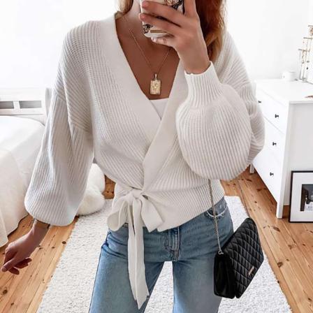 Dam Cardigan Sweater Winter Warm Knit Top Långärmad Casual