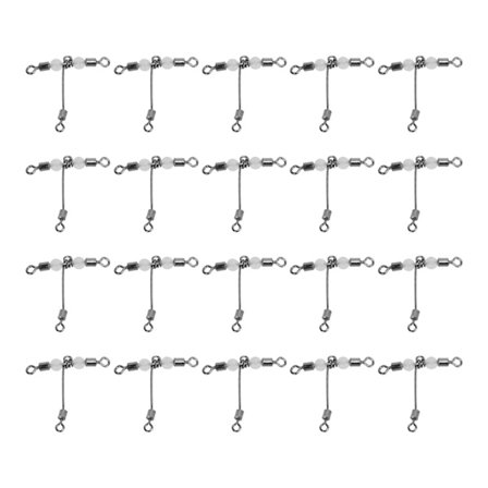 20 stk. T-formet lysende fiskesvirvel 3-vejs stik krydslinje rullesvirvel med 4x5 perler